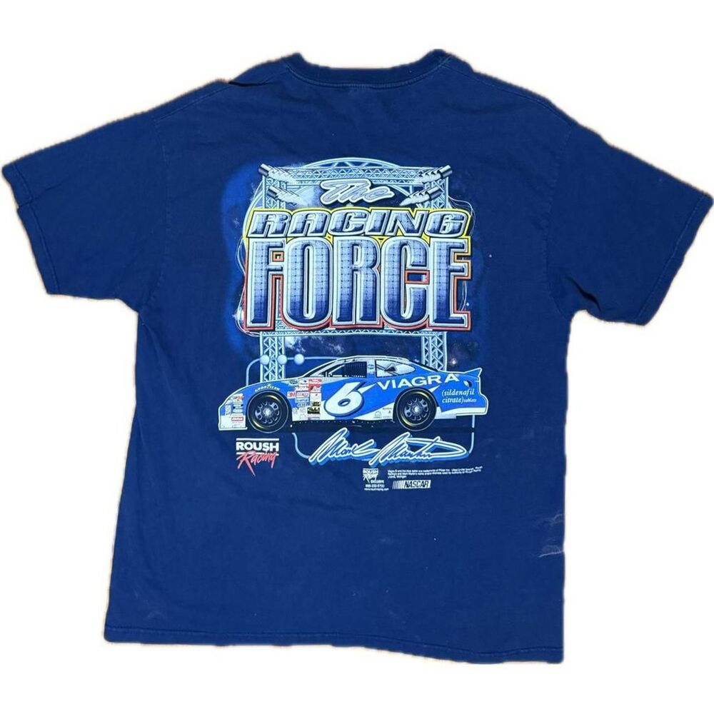 Nascar Men's Navy and Blue T-shirt
